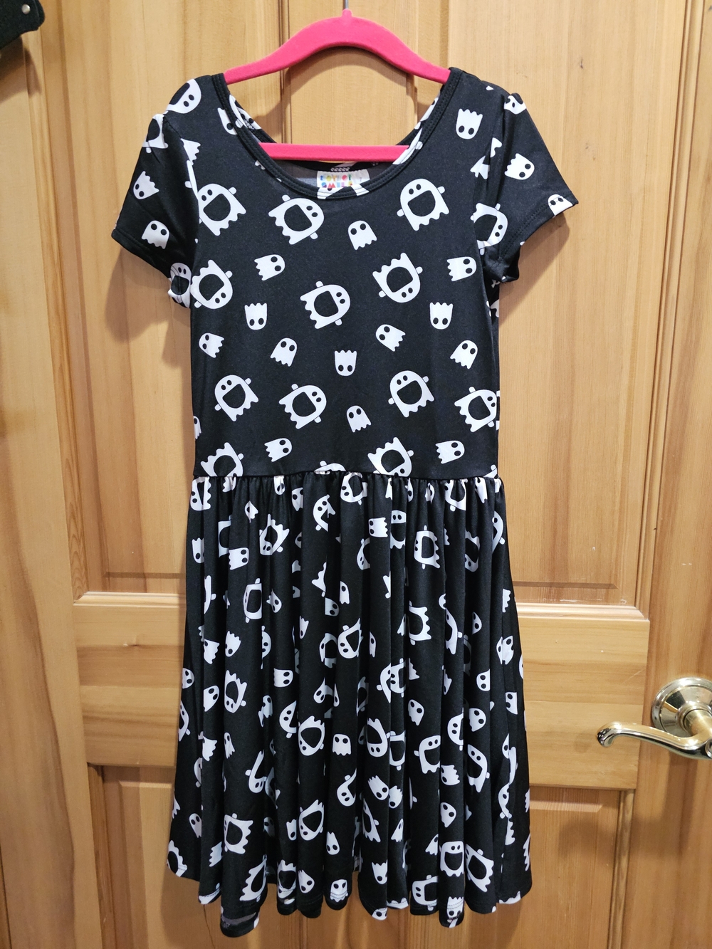 NWT DotDotSmile Classic Cap Black & White Ghost Print Dress Size 7